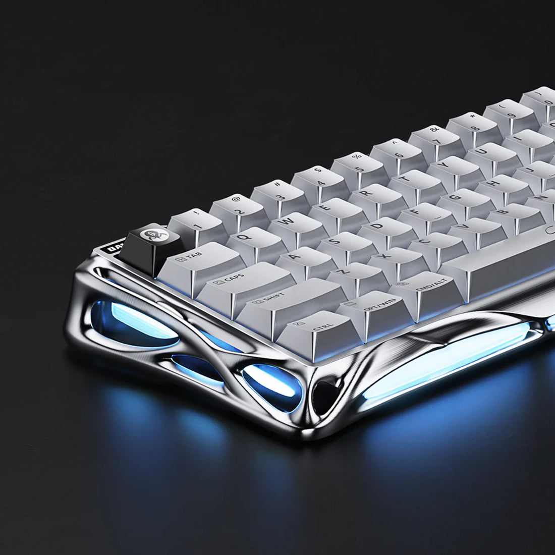 Teclado magnetico gamer para PC de escritorio GravaStar Mercury V60 Pro XTAL SLV formato compacto 60 por ciento con switches magneticos hall effect rapid trigger color plateado - Laptop Express Caracas