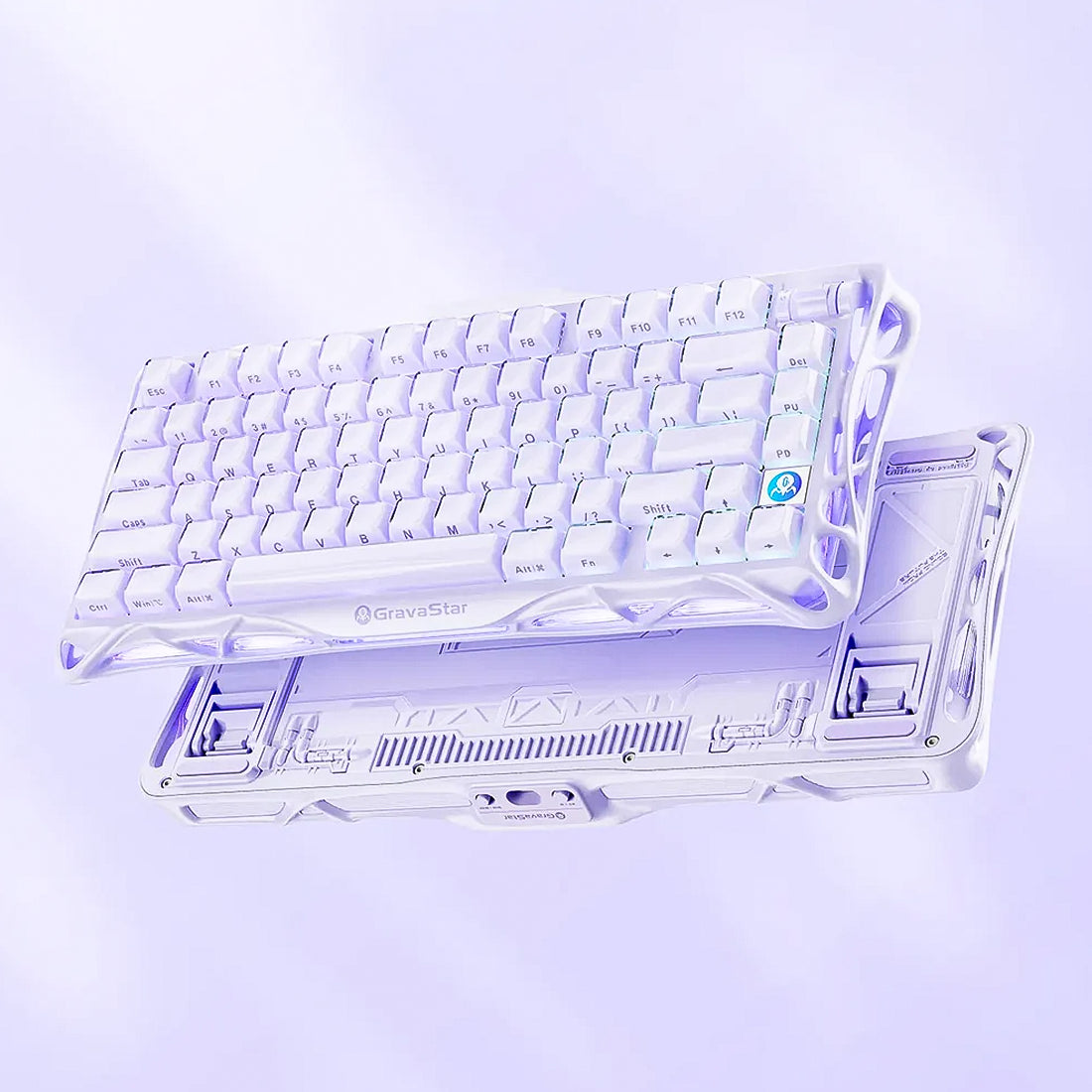 Teclado mecánico GravaStar Mercury V75 edición morado lavanda con switches magnéticos y chasis de aleación de magnesio - Laptop Express Caracas