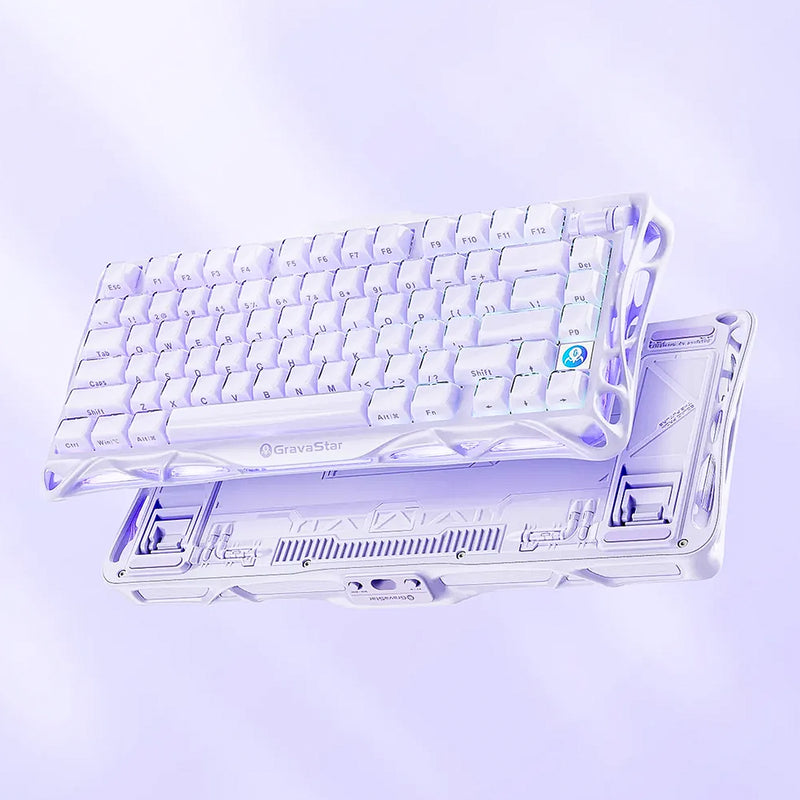 Teclado mecánico GravaStar Mercury V75 edición morado lavanda con switches magnéticos y chasis de aleación de magnesio - Laptop Express Caracas