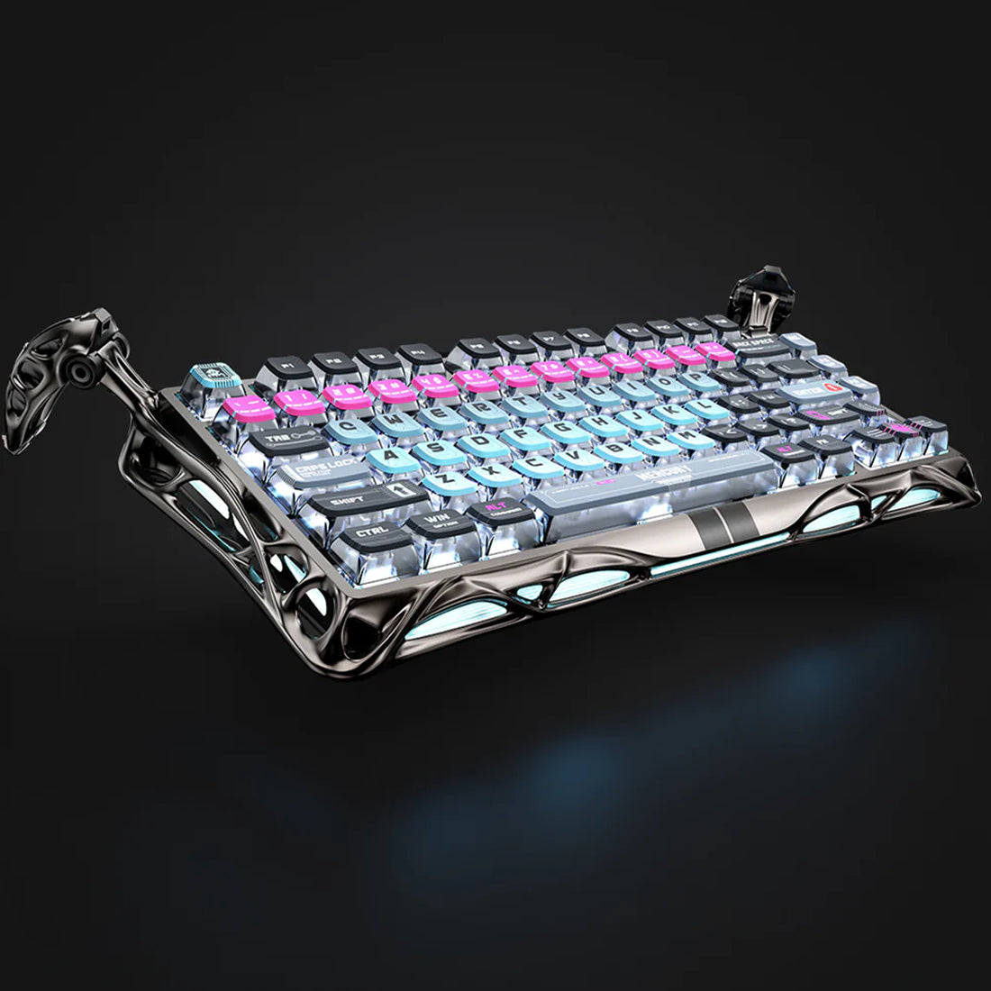 Teclado mecánico GravaStar Mercury V75 Pro edición Raw Metal gris en aleación de magnesio con diseño esqueleto y RGB - Laptop Express Caracas