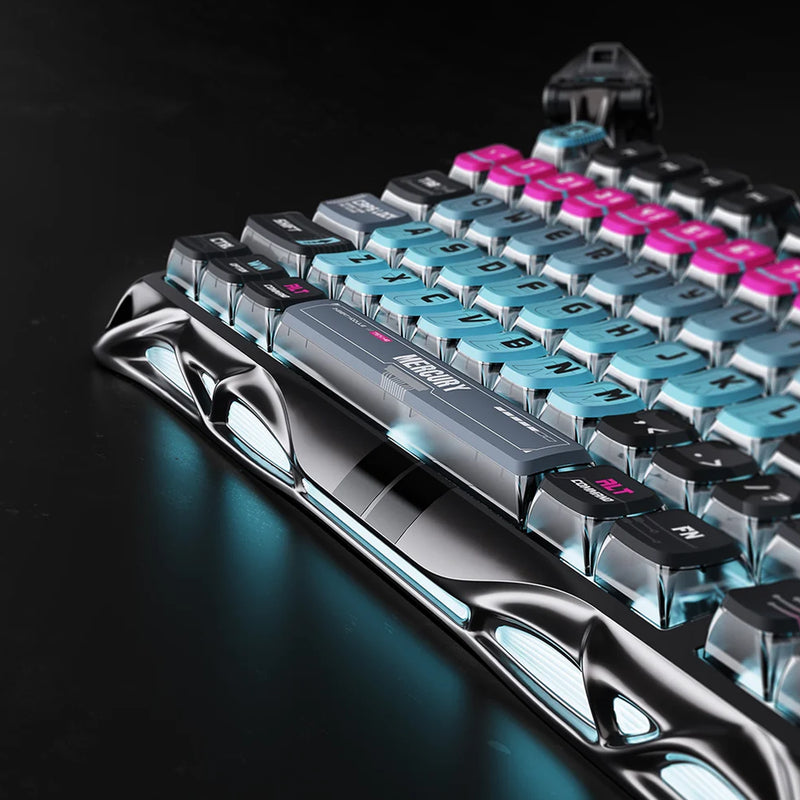 Teclado mecánico GravaStar Mercury V75 Pro edición Raw Metal gris en aleación de magnesio con diseño esqueleto y RGB - Laptop Express Caracas