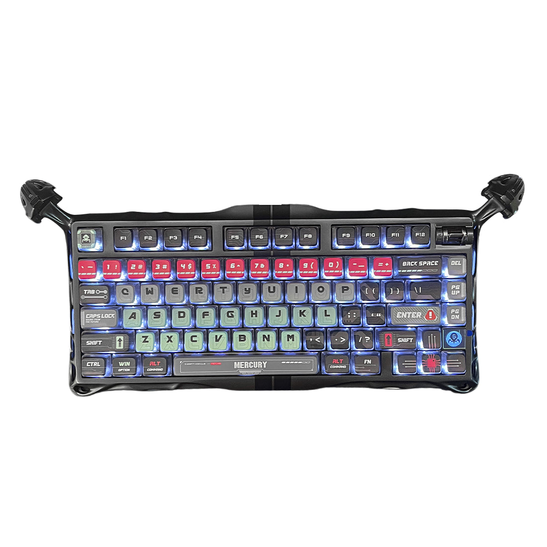 Teclado mecánico GravaStar Mercury V75 Pro edición Raw Metal gris en aleación de magnesio con diseño esqueleto y RGB - Laptop Express Caracas