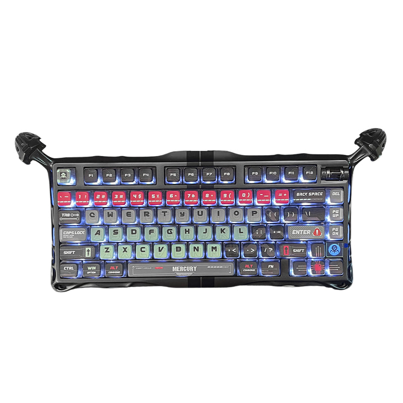 Teclado mecánico GravaStar Mercury V75 Pro edición Raw Metal gris en aleación de magnesio con diseño esqueleto y RGB - Laptop Express Caracas