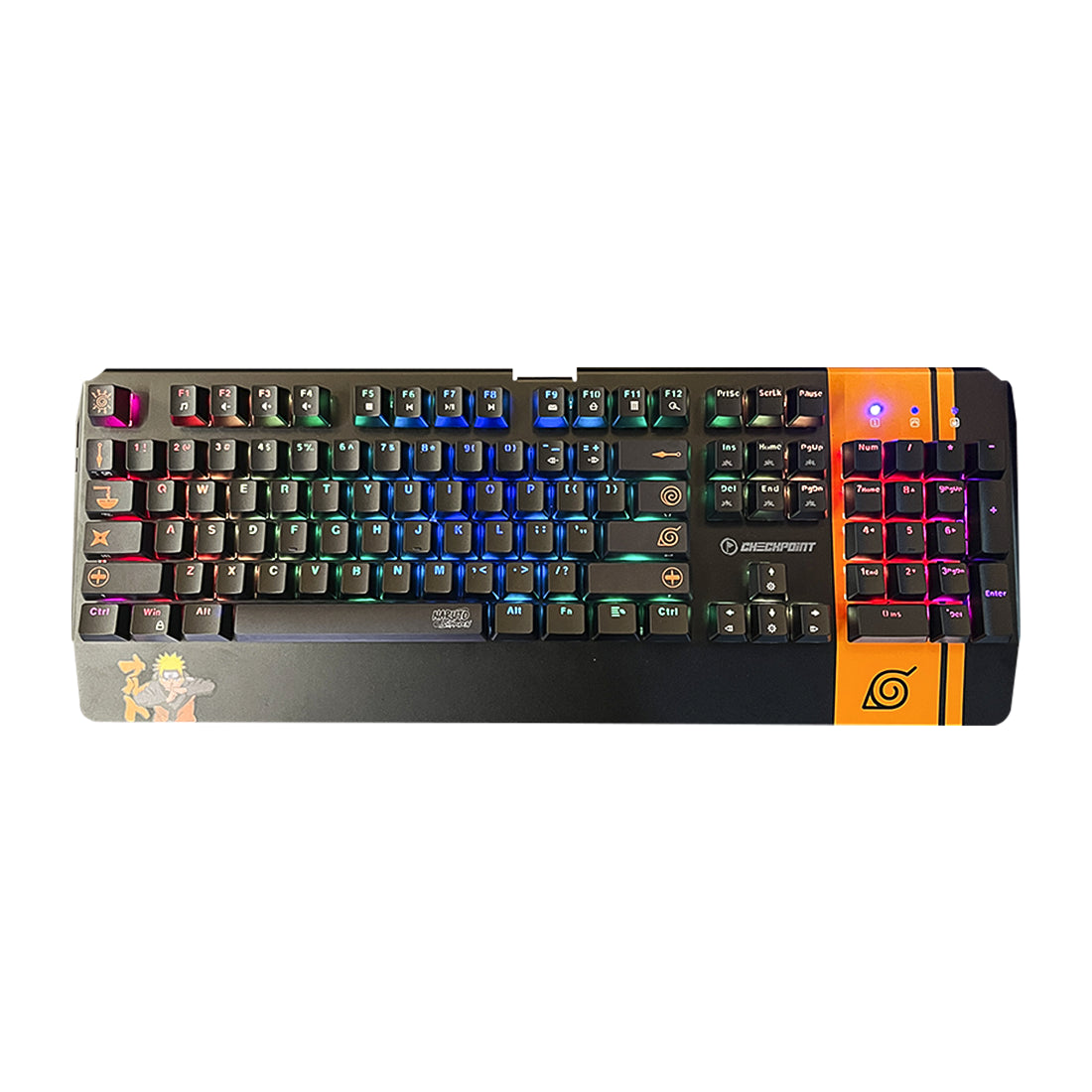 Teclado mecánico temático de Naruto Checkpoint KX-500 edición Leaf Ninja con iluminación RGB y switches azules - Laptop Express Caracas