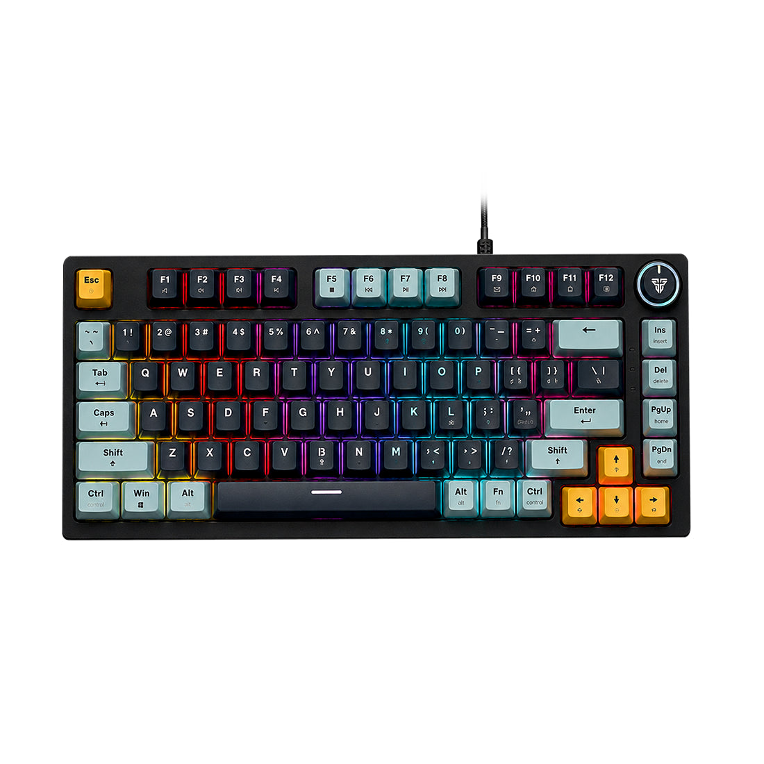 Teclado mecánico compacto Fantech Atom 81 MK875V2 en formato 75% con switches azules e iluminación RGB - Laptop Express Caracas