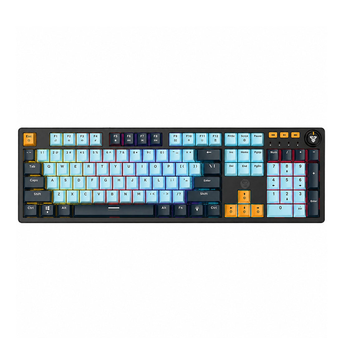 Teclado mecánico gaming Fantech Atom107 MK893S edición Mizu Sky en formato completo con switches azules táctiles - Laptop Express Caracas