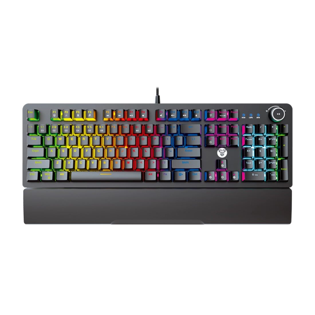 Teclado mecánico Fantech Max Power MK853 V2 con iluminación RGB, rueda multimedia y reposamuñecas ergonómico - Laptop Express Caracas