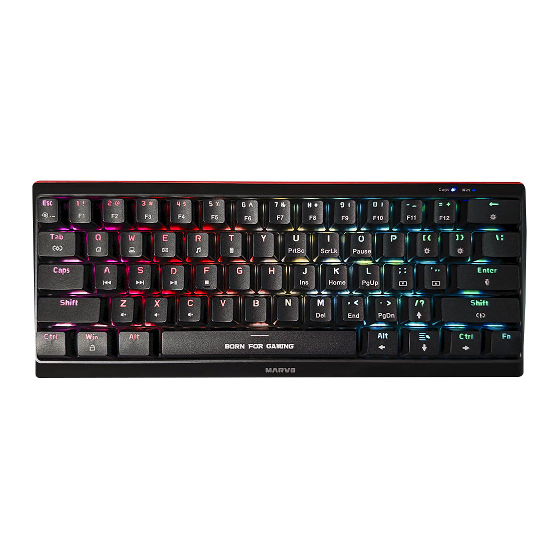 Teclado mecánico gamer Marvo KG962 Hecate en formato 60% con 61 teclas, cable USB Tipo-C desmontable, iluminación RGB e interruptores mecánicos de alta precisión - Laptop Express Caracas