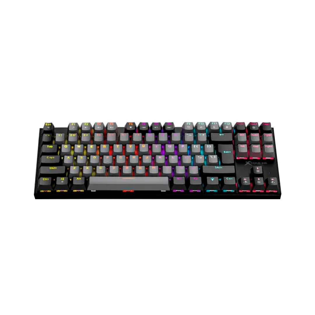Teclado mecánico gaming Xtrike Me GK-803 RGB formato 80% TKL en color negro con switches rojos lineales - Laptop Express Caracas
