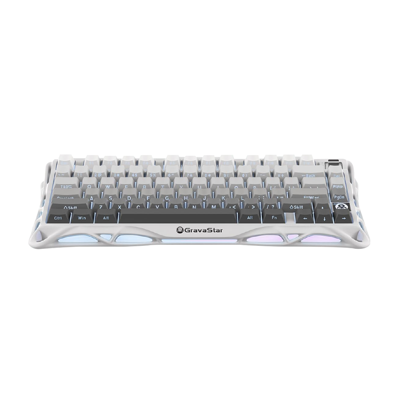 Teclado mecánico gaming GravaStar Mercury K1 Blanco Degradado formato 75% de aleación de aluminio inalámbrico tri-modo - Laptop Express Caracas
