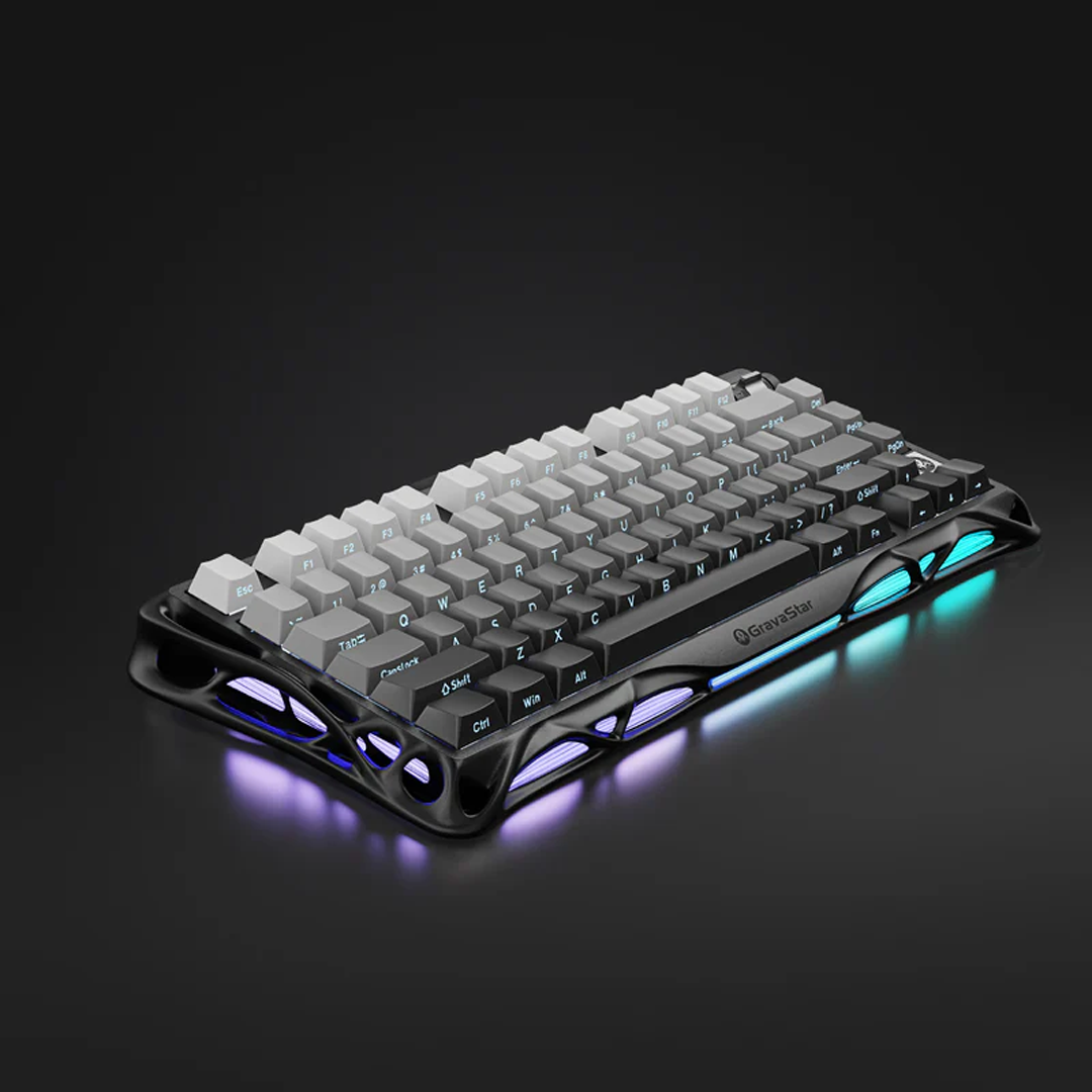 Teclado mecánico GravaStar Mercury K1 GSK1 en color negro degradado del 75% con iluminación RGB y conectividad inalámbrica - Laptop Express Caracas