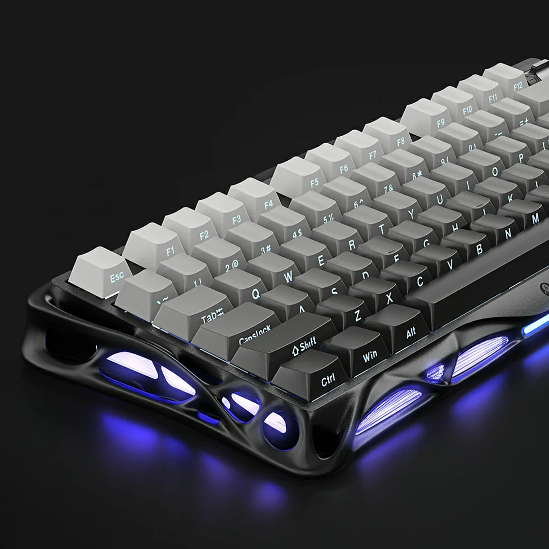 Teclado mecánico GravaStar Mercury K1 GSK1 en color negro degradado del 75% con iluminación RGB y conectividad inalámbrica - Laptop Express Caracas