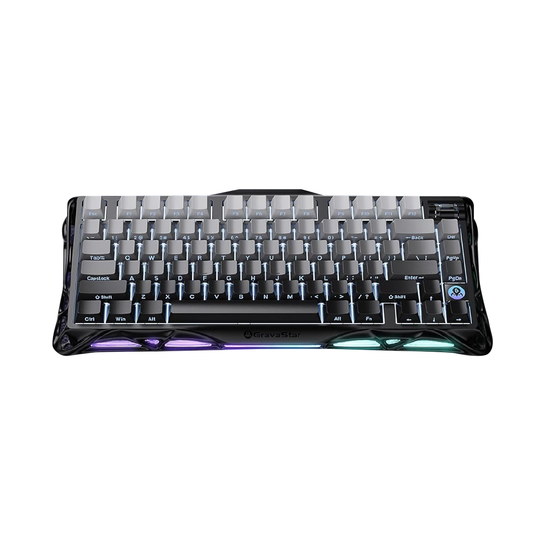 Teclado mecánico GravaStar Mercury K1 GSK1 en color negro degradado del 75% con iluminación RGB y conectividad inalámbrica - Laptop Express Caracas