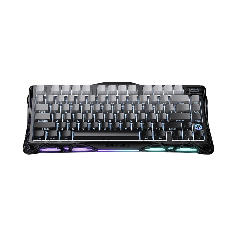 Teclado mecánico GravaStar Mercury K1 GSK1 en color negro degradado del 75% con iluminación RGB y conectividad inalámbrica - Laptop Express Caracas