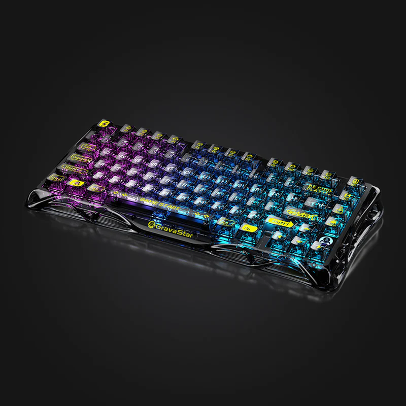 Teclado mecánico GravaStar Mercury K1 Lite del 75% en color negro transparente con iluminación RGB y montaje Gasket - Laptop Express Caracas
