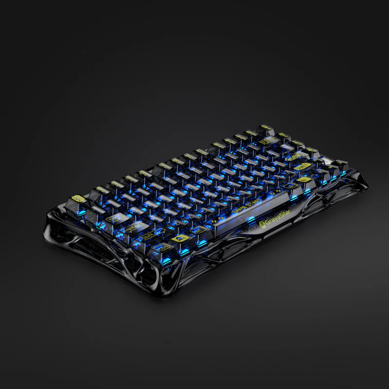 Teclado mecánico GravaStar Mercury K1 Lite del 75% en color negro transparente con iluminación RGB y montaje Gasket - Laptop Express Caracas