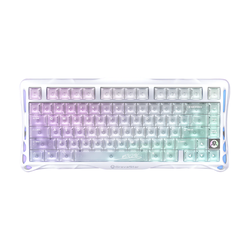 Teclado mecánico transparente GravaStar Mercury K1 Lite Xtal Aurora del 75% con iluminación RGB y montaje Gasket - Laptop Express Caracas