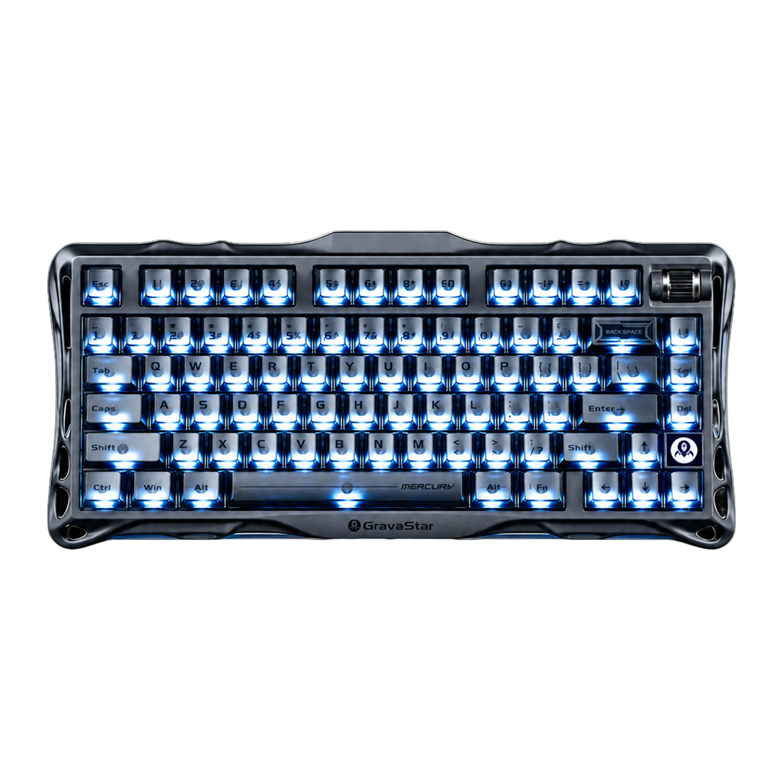 Teclado gamer mecánico inalámbrico GravaStar Mercury K1 Pro 75% Stealth Black de aleación metálica con estructura Gasket Mount - Laptop Express Caracas