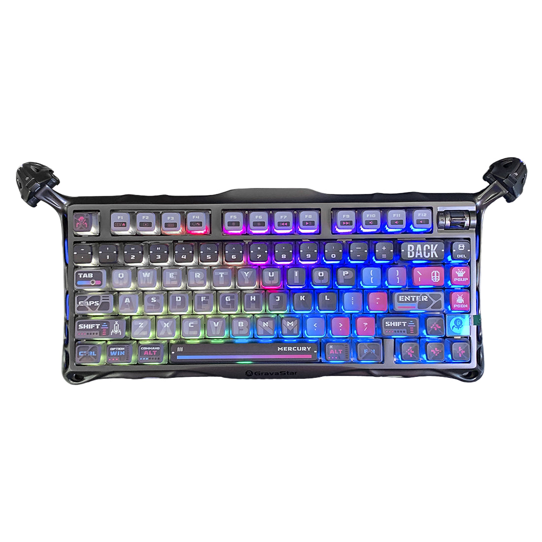 Teclado mecánico premium GravaStar Mercury K1 Pro edición Cyberpunk fabricado en aleación de magnesio con triple conexión y RGB - Laptop Express Caracas