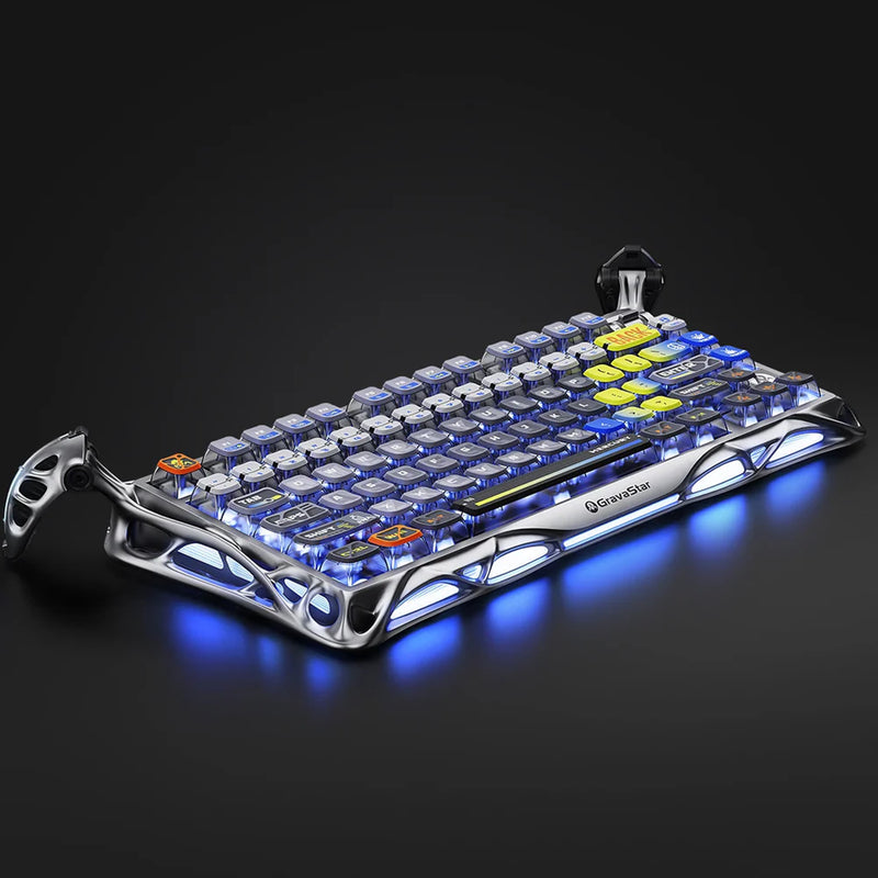 Teclado mecánico gaming GravaStar Mercury K1 Pro Plata Interestelar formato 75% de aleación de aluminio inalámbrico tri-modo - Laptop Express Caracas