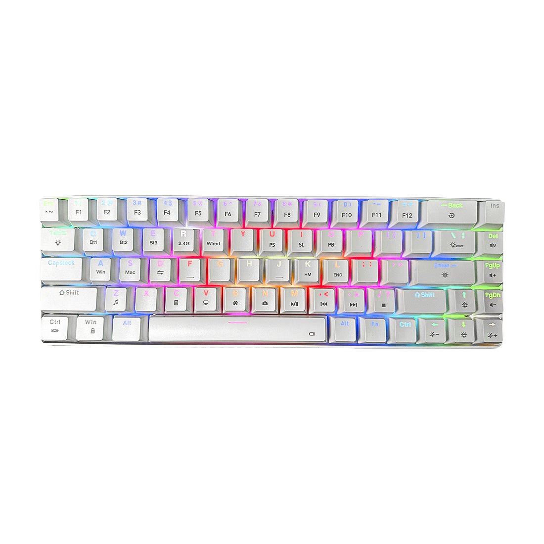 Teclado mecánico inalámbrico Xtrike Me GK-995W en color blanco con conectividad triple modo Bluetooth, 2.4G y USB, batería de 2000mAh e iluminación RGB - Laptop Express Caracas
