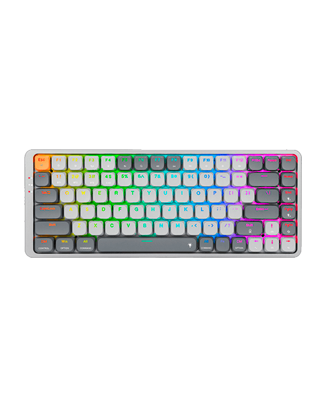 Teclado mecánico gaming de perfil bajo Redragon Azure Pro K652GG-RGB con switches rojos, conectividad tri-modo y color gris con negro - Laptop Express Caracas