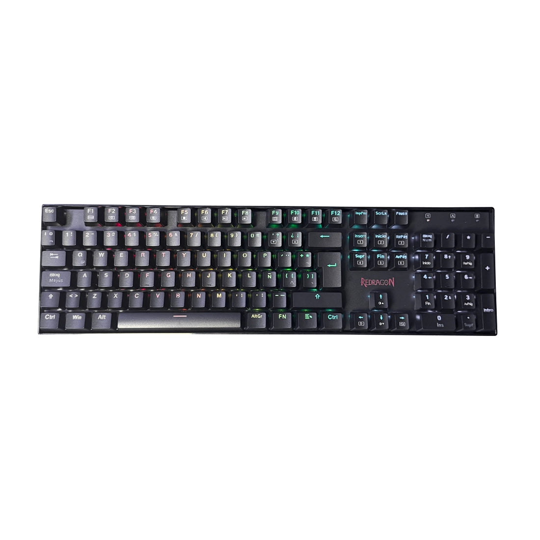 Teclado mecánico Redragon Mitra K551 RGB con switches rojos, teclado numérico completo y estructura metálica negra - Laptop Express Caracas
