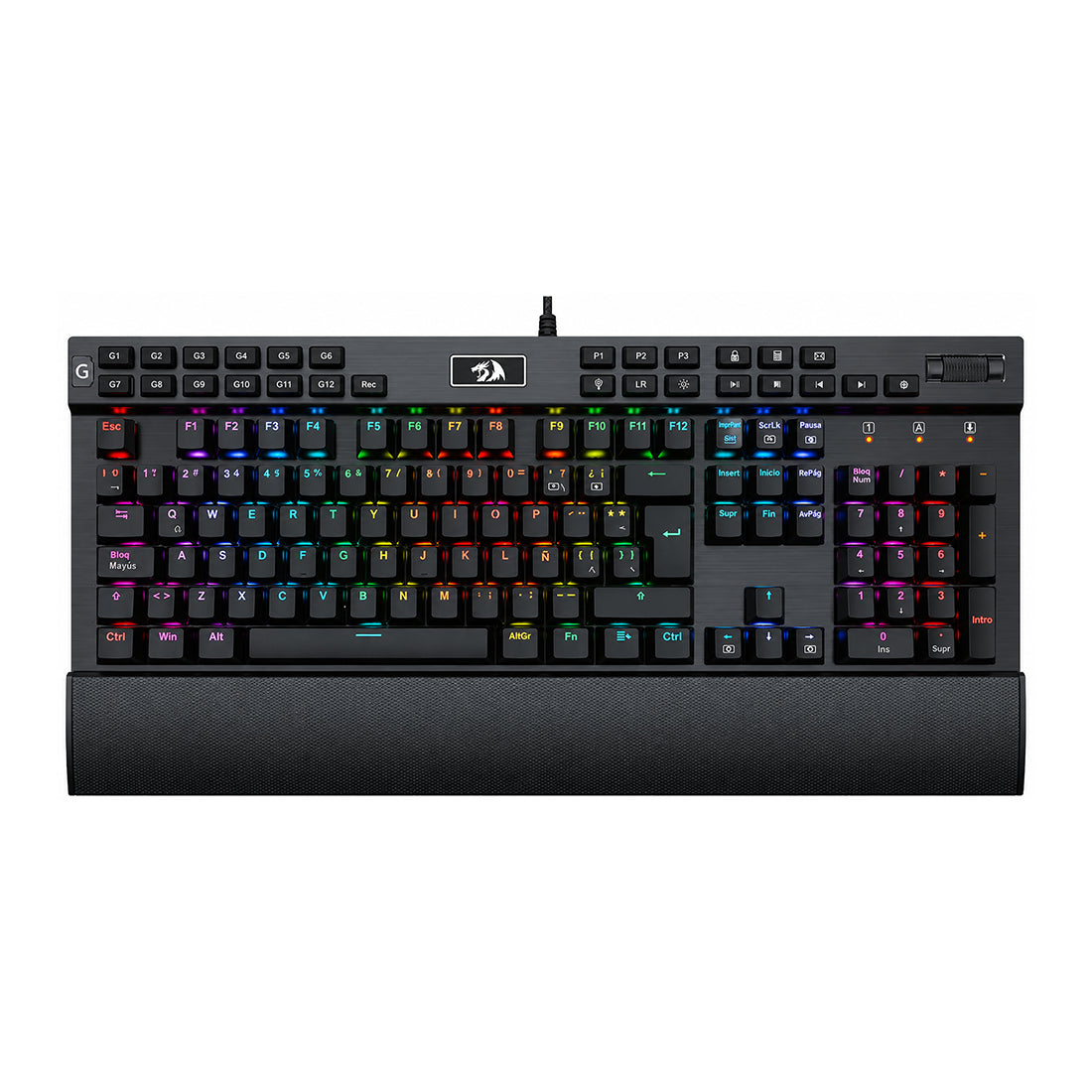 Teclado mecánico gaming Redragon Yama K550 RGB negro con switches morados, teclas macro y rueda de volumen - Laptop Express Caracas
