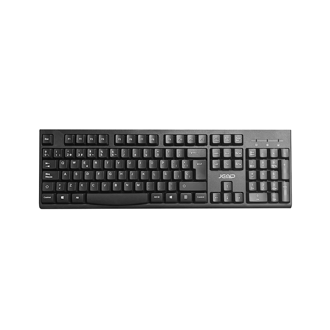 Teclado JEMIP para oficina con conexión USB, distribución en español y diseño ergonómico color negro - Laptop Express Caracas