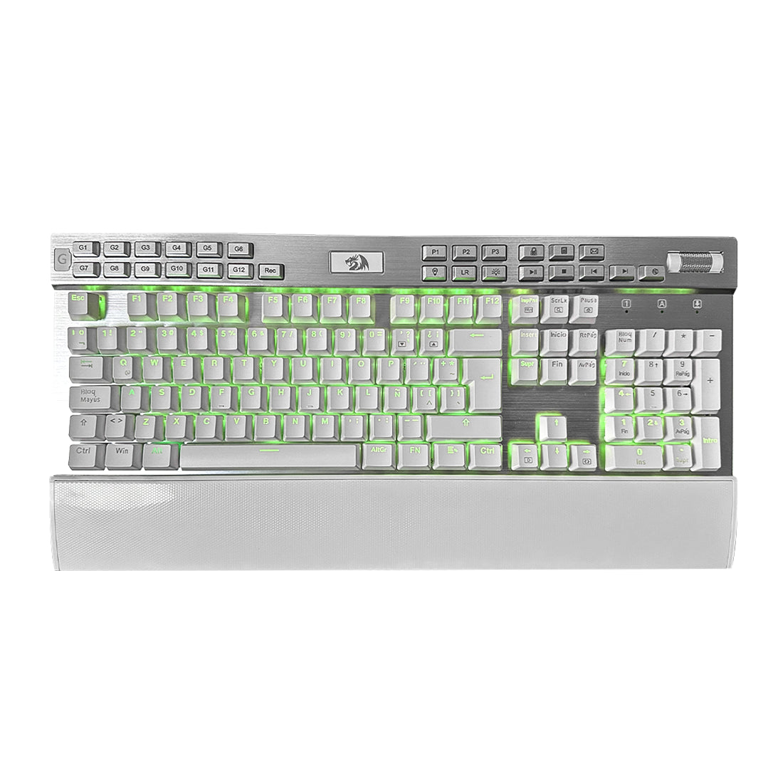 Teclado mecanico gamer para PC de escritorio Redragon Yama K550 blanco con switches morados tactiles iluminacion rgb chroma teclas macro y rueda de volumen - Laptop Express Caracas