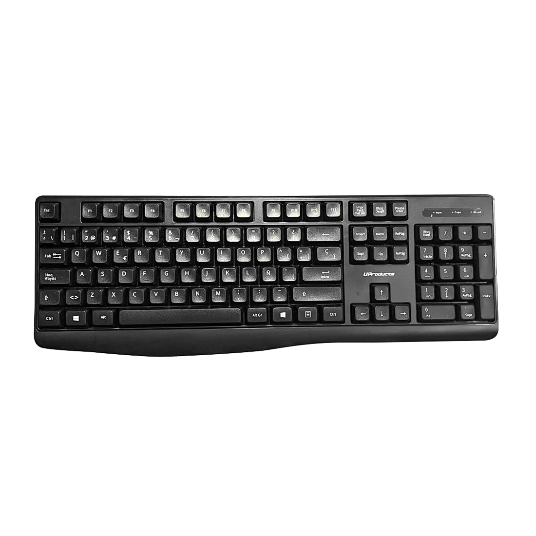 Teclado UProducts UK3 para alto tráfico con conexión USB y distribución en español color negro - Laptop Express Caracas