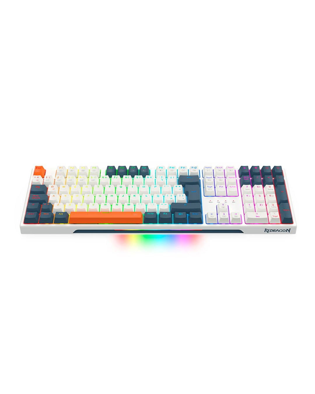 TECLADO MECANICO REDRAGON TRUNDLE RGB  BLANCO-NARANJA-NEGRO SWITCH ROJO K668WBO-3