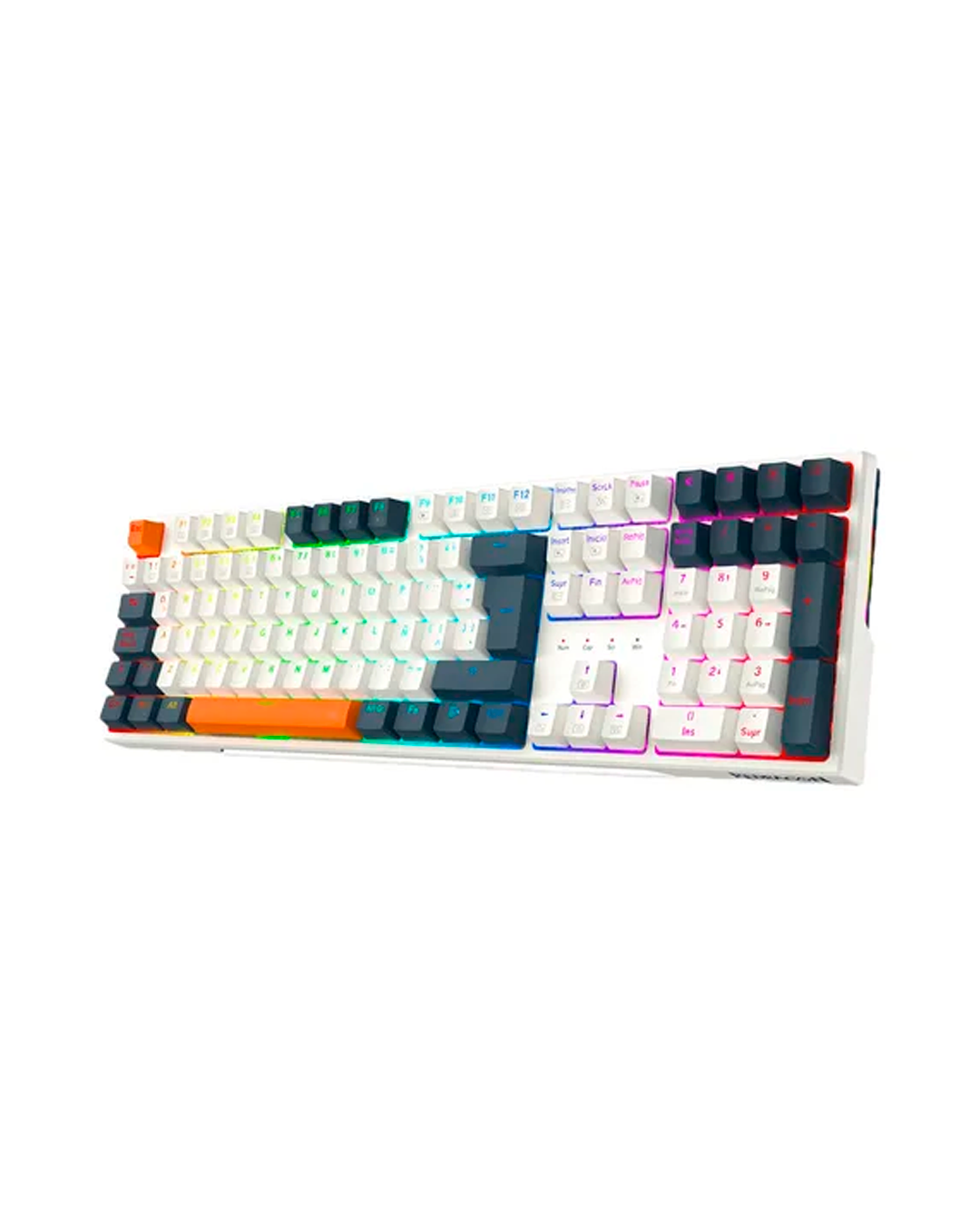 TECLADO MECANICO REDRAGON TRUNDLE RGB  BLANCO-NARANJA-NEGRO SWITCH ROJO K668WBO-2